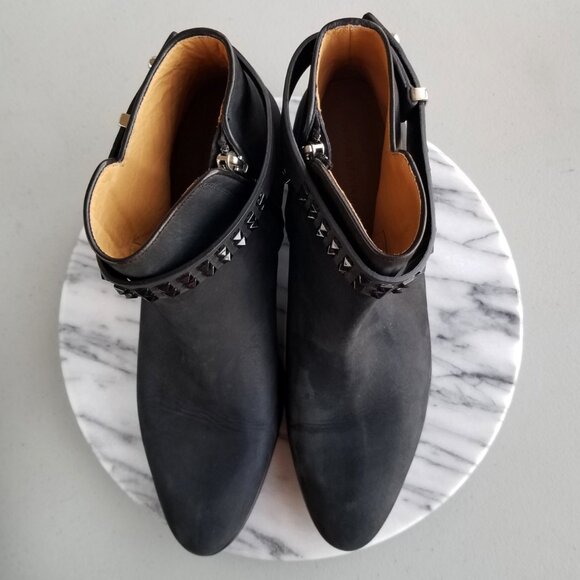 Barbara Bui Black Suede Booties Rhinestone Strap US Size 11M Ankle Boots Italy - Picture 7 of 14